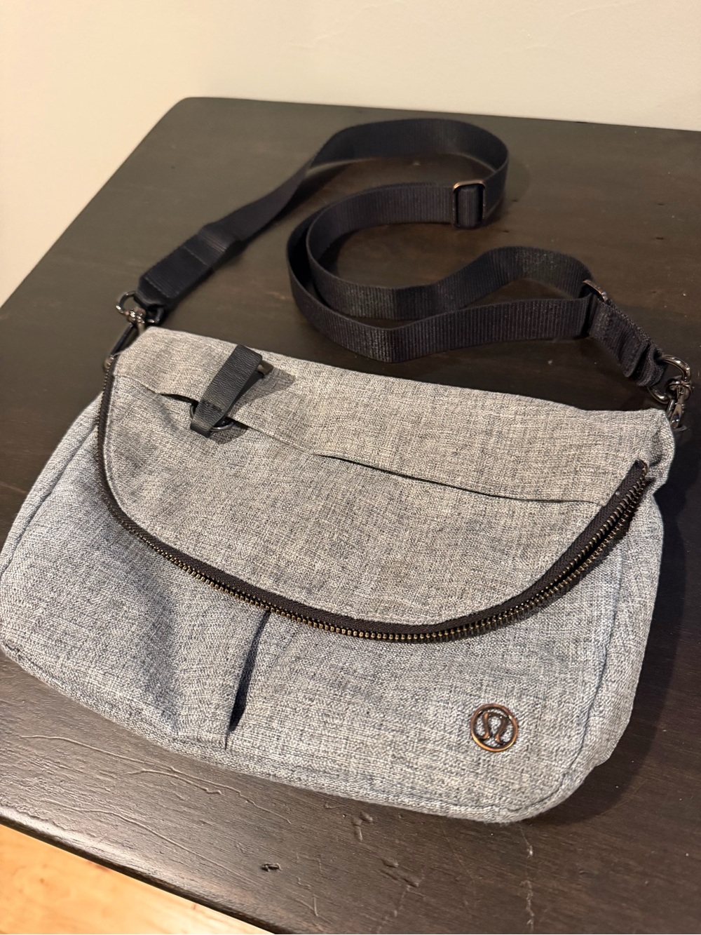 Grey Lululemon Crossbody Sling Bag with Adjustable Strap